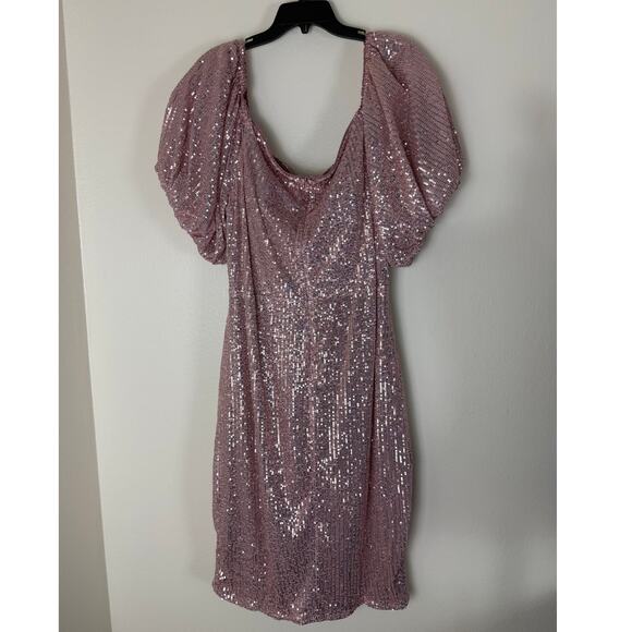 Elegant Faeriesty Sequin Midi Dress - Champagne Pink 5XL - Picture 5 of 7